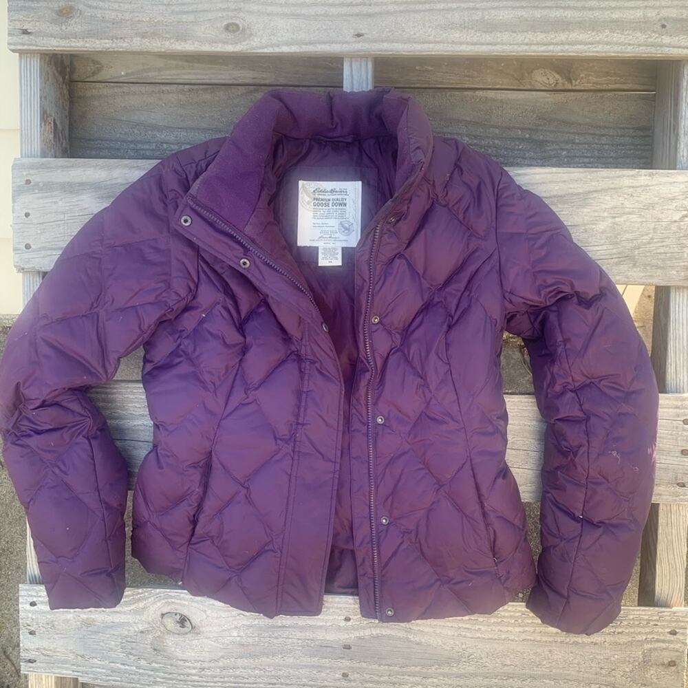 Eddie Bauer down feather filled purple puffer jacket MEDIUM